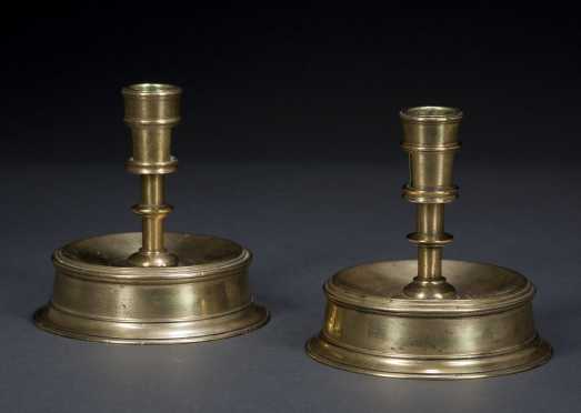 Pair of Brass Bell Bottom Candlesticks.