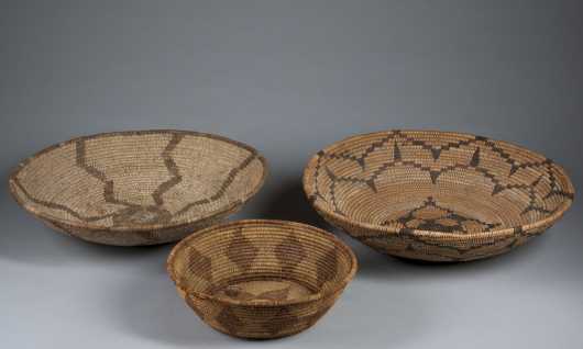 Lot of three Native American Apache Baskets Native American 