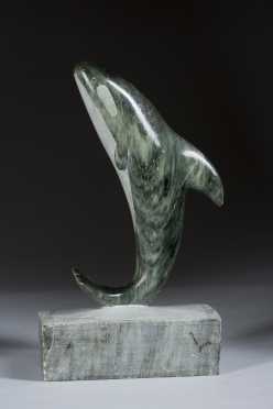 Inuit Soapstone Killer Whale Statue