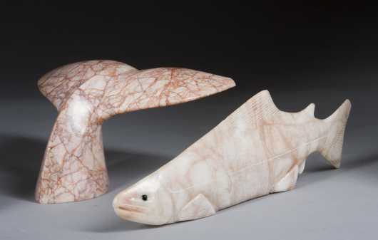 Two Inuit Carved Soapstone Statues