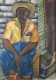 Nehemy Jean oil on canvas of a napping Haitian