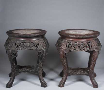Pair of Carved Chinese Tables