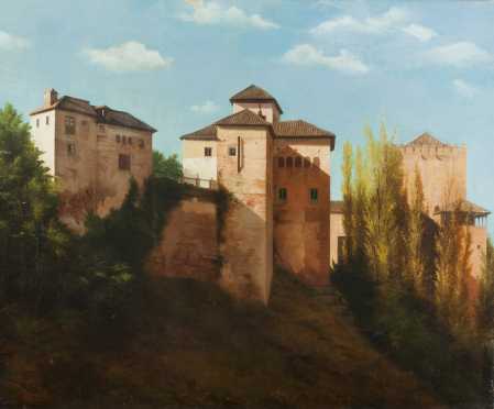 Matias Moreno painting of a Moorish village