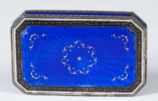 Russian Enameled Silver Box with gold wash Interior
