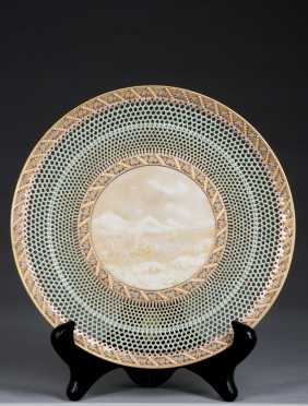 1883 Royal Worcester Porcelain Reticulated Plate