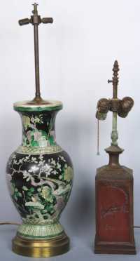 Two Chinese Export Porcelain Lamps