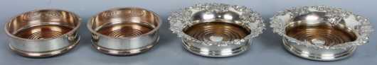 Two Pair of Sheffield Silver Wine Coasters