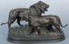 Antoine-Louis Barye  white metal casting of  lions