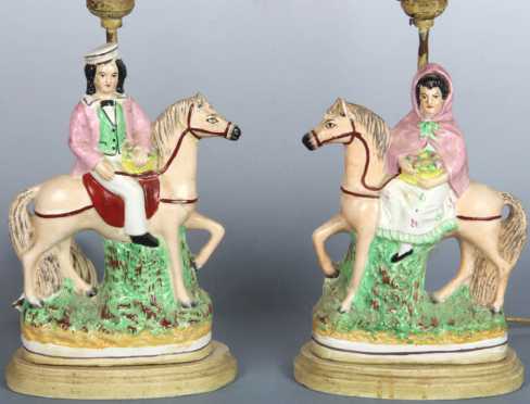 Two Staffordshire Horse Figures