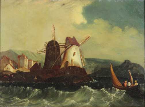 Frederick Calvert oil on panel landscape of a Dutch scene
