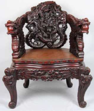 Chinese Carved Wooden Armchair