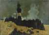 Yves Ganne, oil on canvas impressionistic landscape of a lighthouse