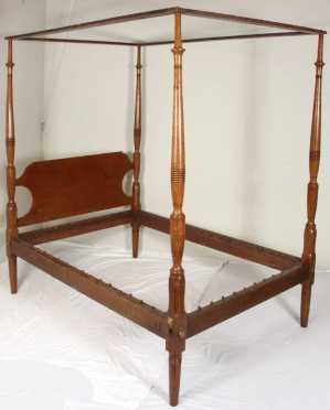 Tiger Maple Sheraton Tall Post Bed