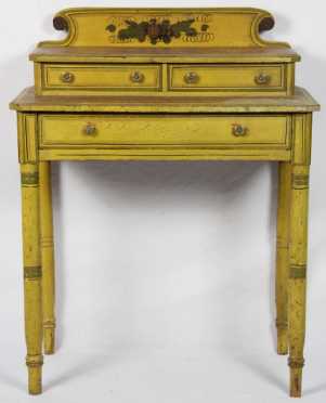 Sheraton Yellow Paint Decorated Dressing Table
