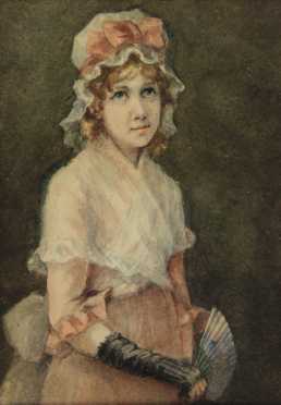 A.H. Williams, watercolor on paper of a young girl
