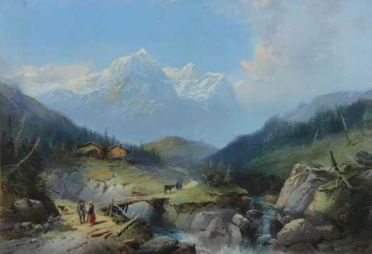 Chromolithograph of "The Well and Wetterhorn," from Rosenlau