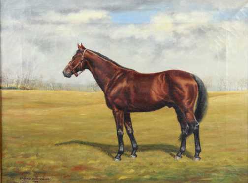 Richard Stone Reeves,  oil on canvas of a horse identified as  "Exceptional,"