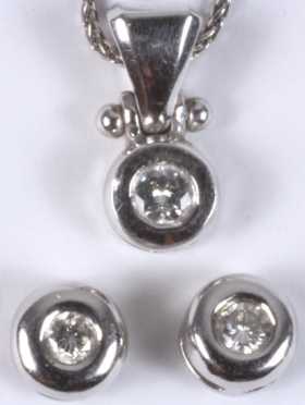 Diamond Stud Earrings and Lavaliere