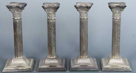 Set of Four Silver-plated Candlestick