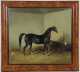 E. Blythe, 19th century, probably English, oil on canvas of a black race horse