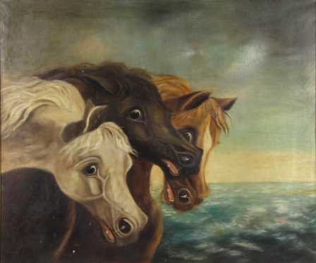 Early 20th Century Chincoteague Ponies Painting