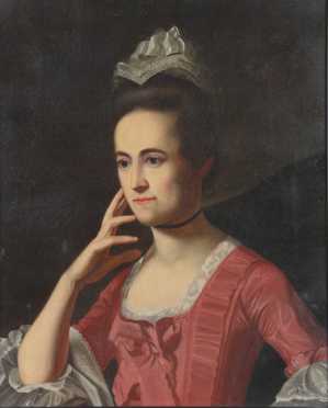 School of Henry Pelham oil on canvas painting of Dorothy Quincy Hancock