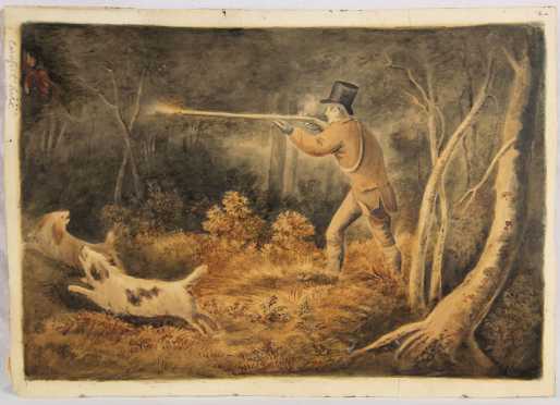 Partridge Shooting English Watercolor