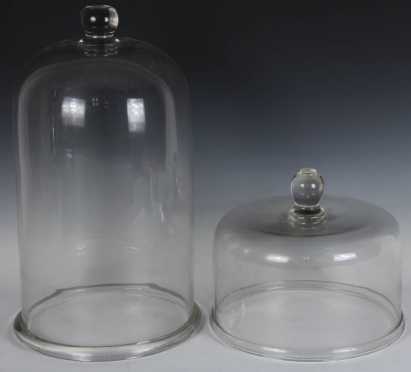 Two Blown Glass Food Covers