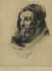 Arthur William Heintzelman, original etching of, "Head with black drape"