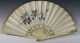 French Decorated Fan, "Faucon" Paris gold embossed label 