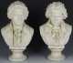 Two Bisque Busts of Mozart and Beethoven