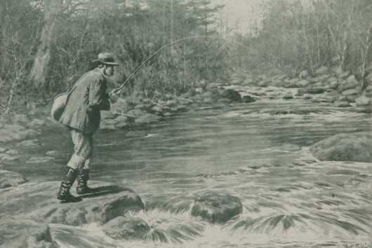 A.B. Frost Lithograph, "Fly Fisherman"