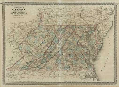 Map From "Johnson's Virginia, Delaware, Maryland and West Virginia," published by A.J. Johnson, 1870