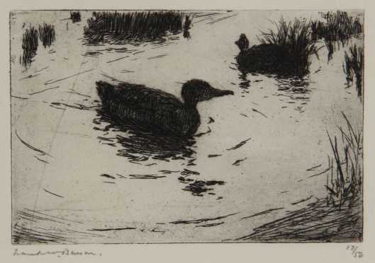 Frank W. Benson,  etching "Ducks and Ripples"