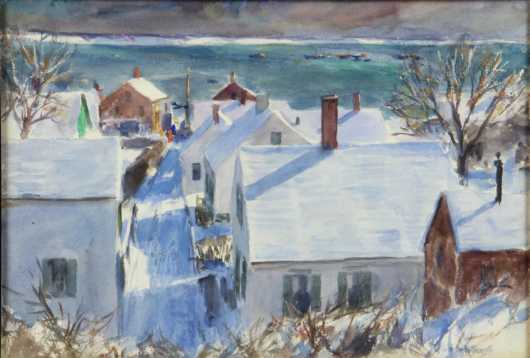 John Whorf watercolor painting of a view in Provincetown