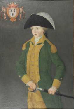 Portrait  Of A Boy, noted at the upper left, a coat of arms, "M, Armon Joseph Chy D'hugonneau"