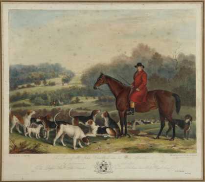 English Hunt Print of "Mr. John Carleton, and his Fox Hounds"