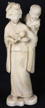 Japanese Carved Ivory Female Figure