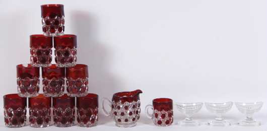 Fifteen Pieces Of Pressed Glass