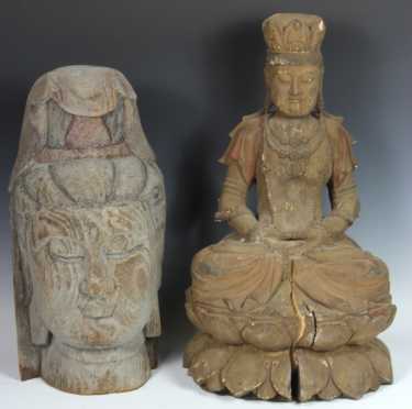 Lot of 2 Southeast Asian Carved Statues