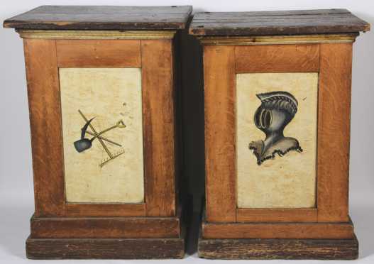 Pair of Unusual Paint Decorated Stands