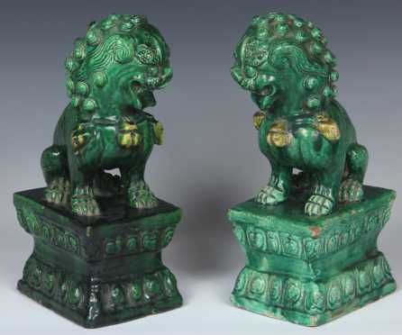 Pair of Chinese Seated Dogs