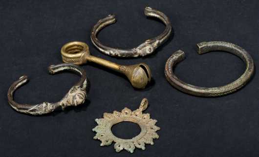 Five pieces of West African jewelry