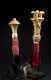 Two Akan Gold leafed fly whisks