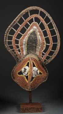 A woven basketry mask for agricultural festivals