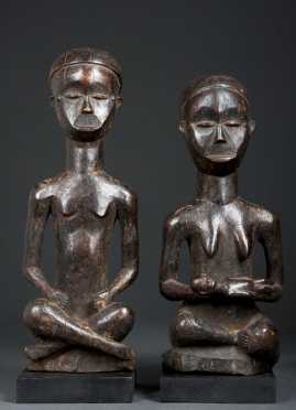 A fine and rare pare of Pende or Wongo figures