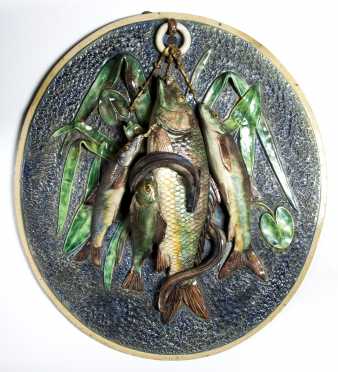 French Majolica Hanging Fish Plaque