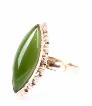 Jadeite and Rose Gold Ring