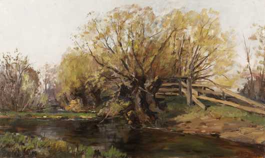 William Preston Phelps, oil on canvas of a woodland landscape
