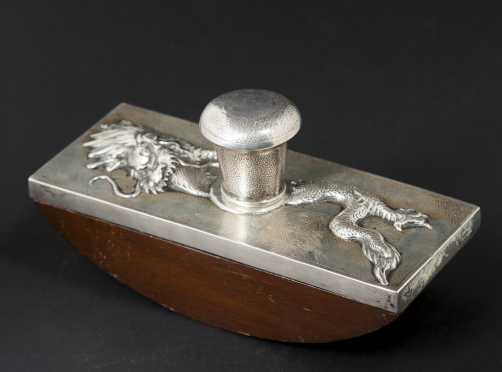 Chinese Export Silver Desk Blotter